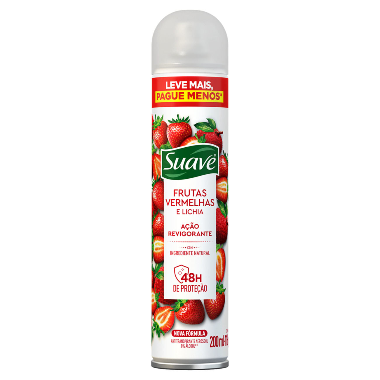 DESODORANTE AEROSOL SUAVE 200ML LEVE MAIS PAGUE MENOS FRUTAS VERMELHAS E LICHIA