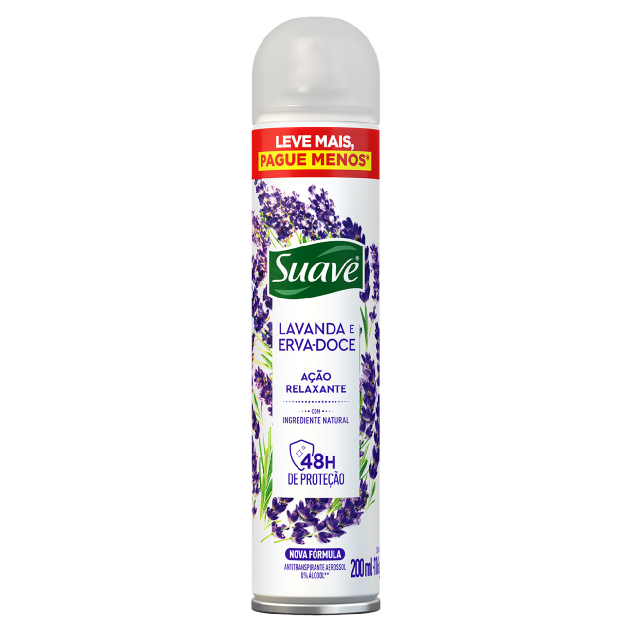 DESODORANTE AEROSOL SUAVE 200ML LEVE MAIS PAGUE MENOS LAVANDA E ERVA DOCE