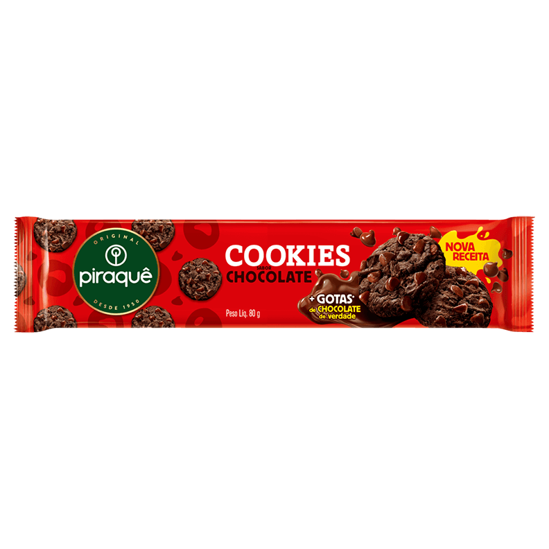 BISCOITO PIRAQUE COOKIES 80G CHOCOLATE