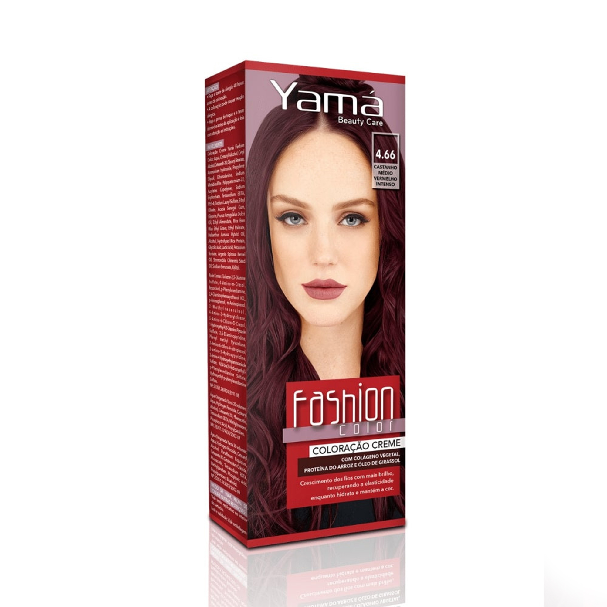 COLORACAO YAMA BEAUTY CARE MINI KIT. 4.66 CASTANHO MEDIO VERMELHO INTENSO