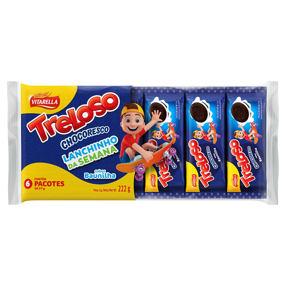 BISCOITO VITARELLA TRELOSO RECHEADO PACK 222G BAUNILHA