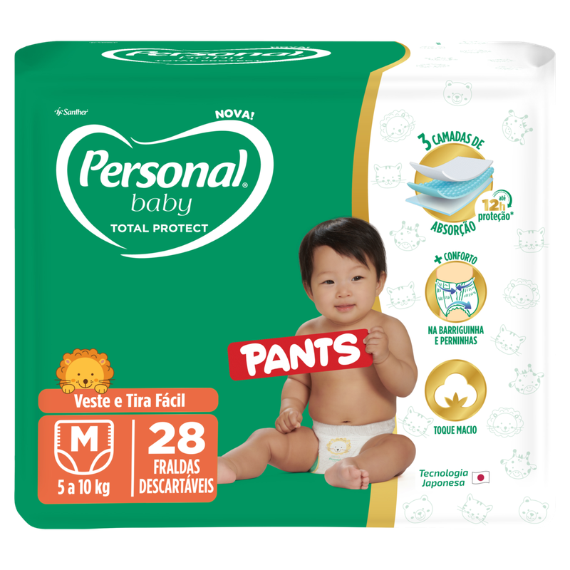 FRALDA PERSONAL BABY TOTAL PROTECT JUMBO M 28UN PANTS