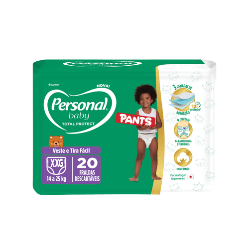 FRALDA PERSONAL BABY TOTAL PROTECT JUMBO XXG 20 UNIDADES PANTS