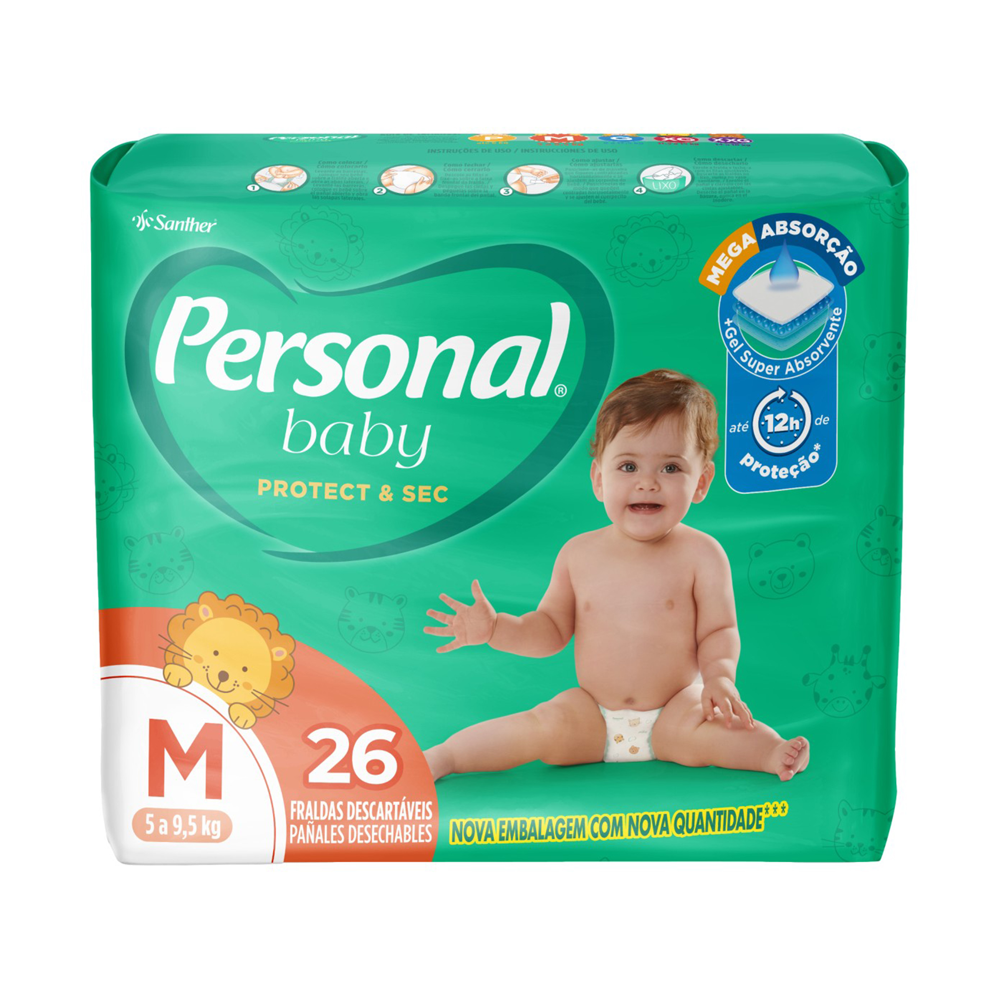 FRALDA PERSONAL BABY JUMBO M COM 26 UNIDADES