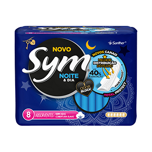 ABSORVENTE SYM COM ABAS NOITE E DIA COM 8 UNIDADES ATACADO