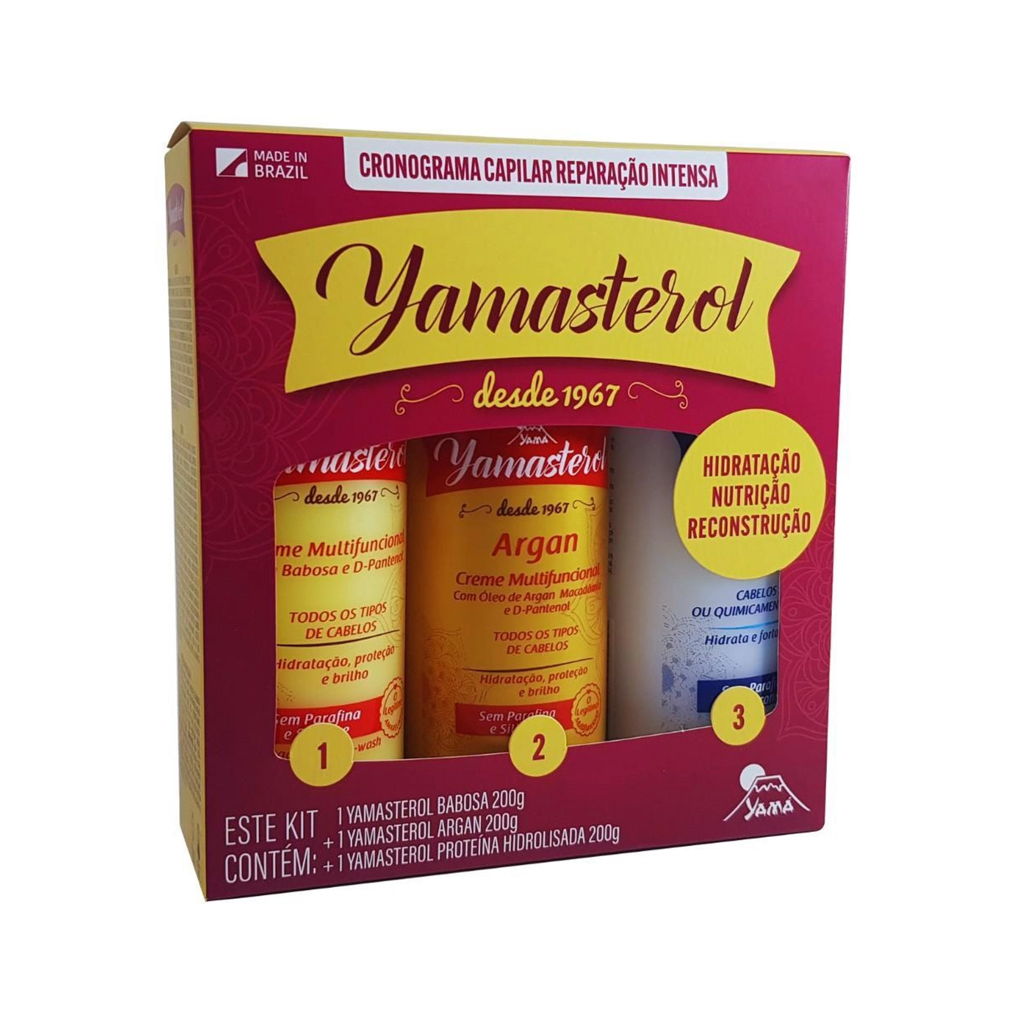 KIT YAMASTEROL 200G BABOSA + ARGAN + PROT HIDROLISADA