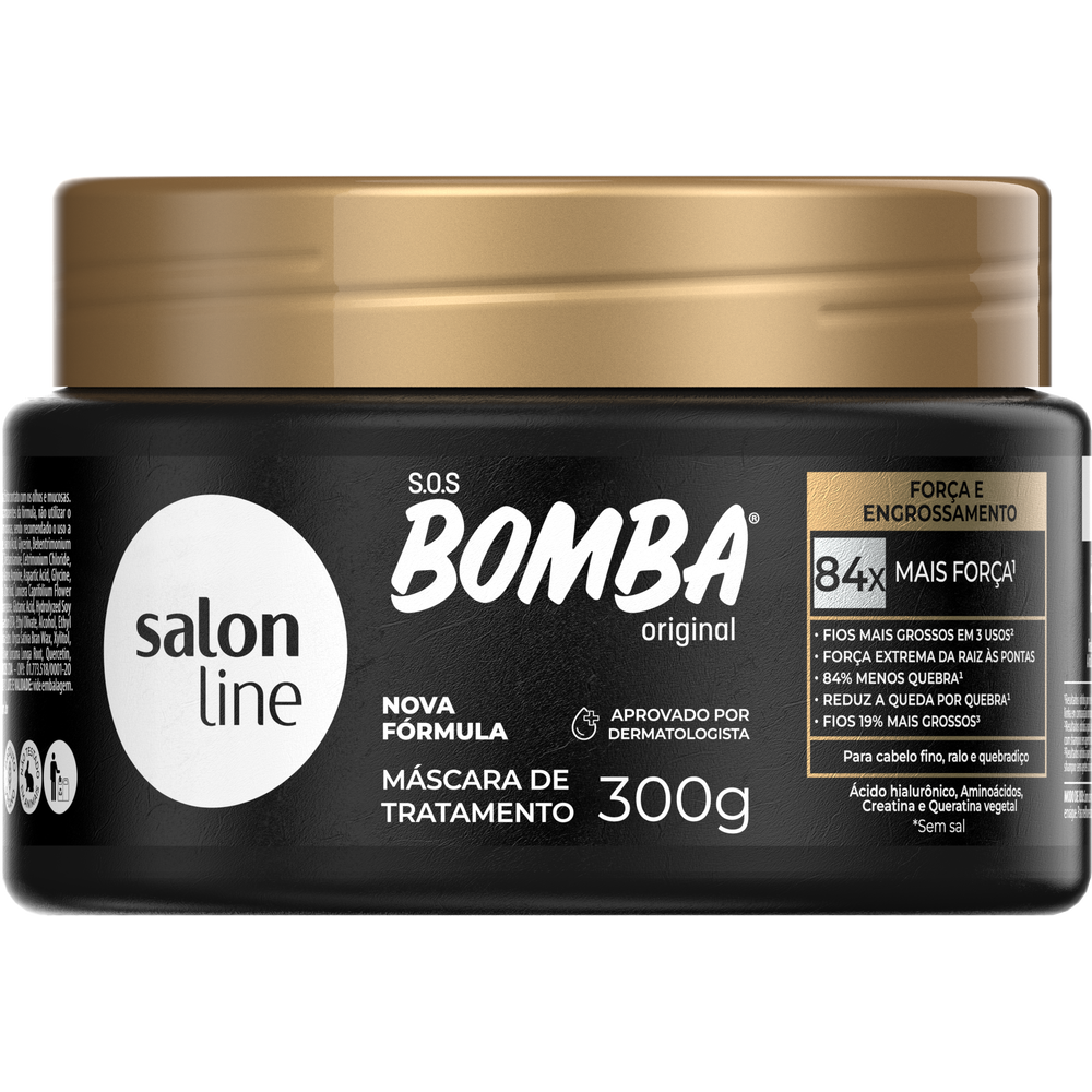 MASCARA SALON LINE BOMBA 300G FORCA E ENGROSSAMENTO