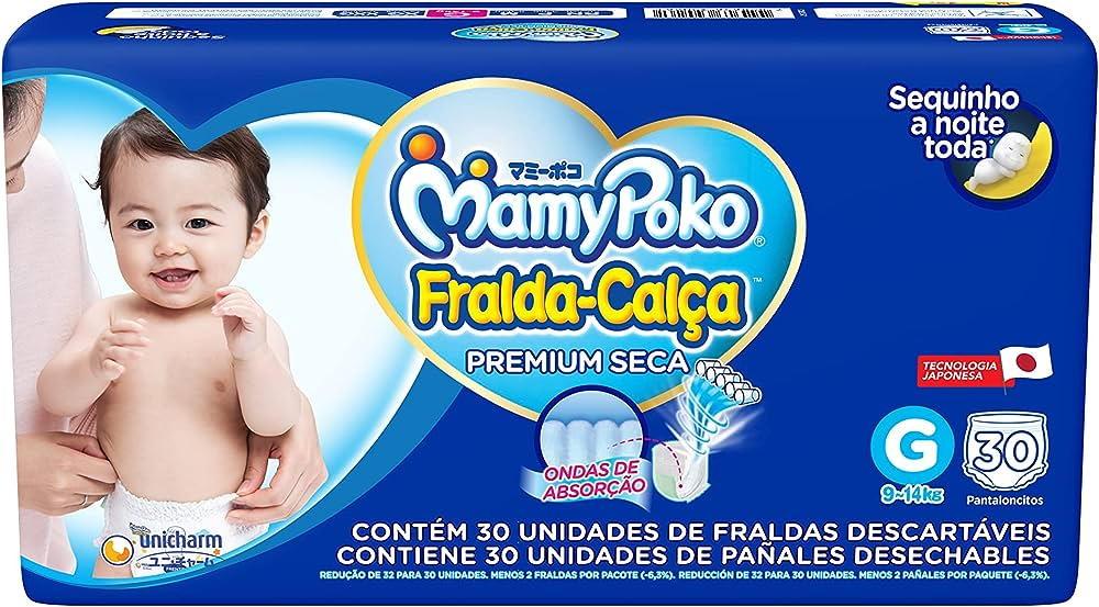 FRALDA MAMYPOKO CALCA JUMBO PREMIUM G COM 30UN