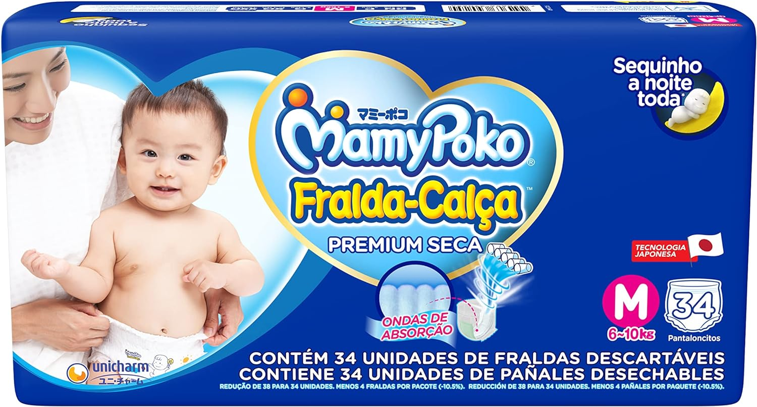 FRALDA MAMYPOKO CALCA JUMBO PREMIUM M COM 34UN