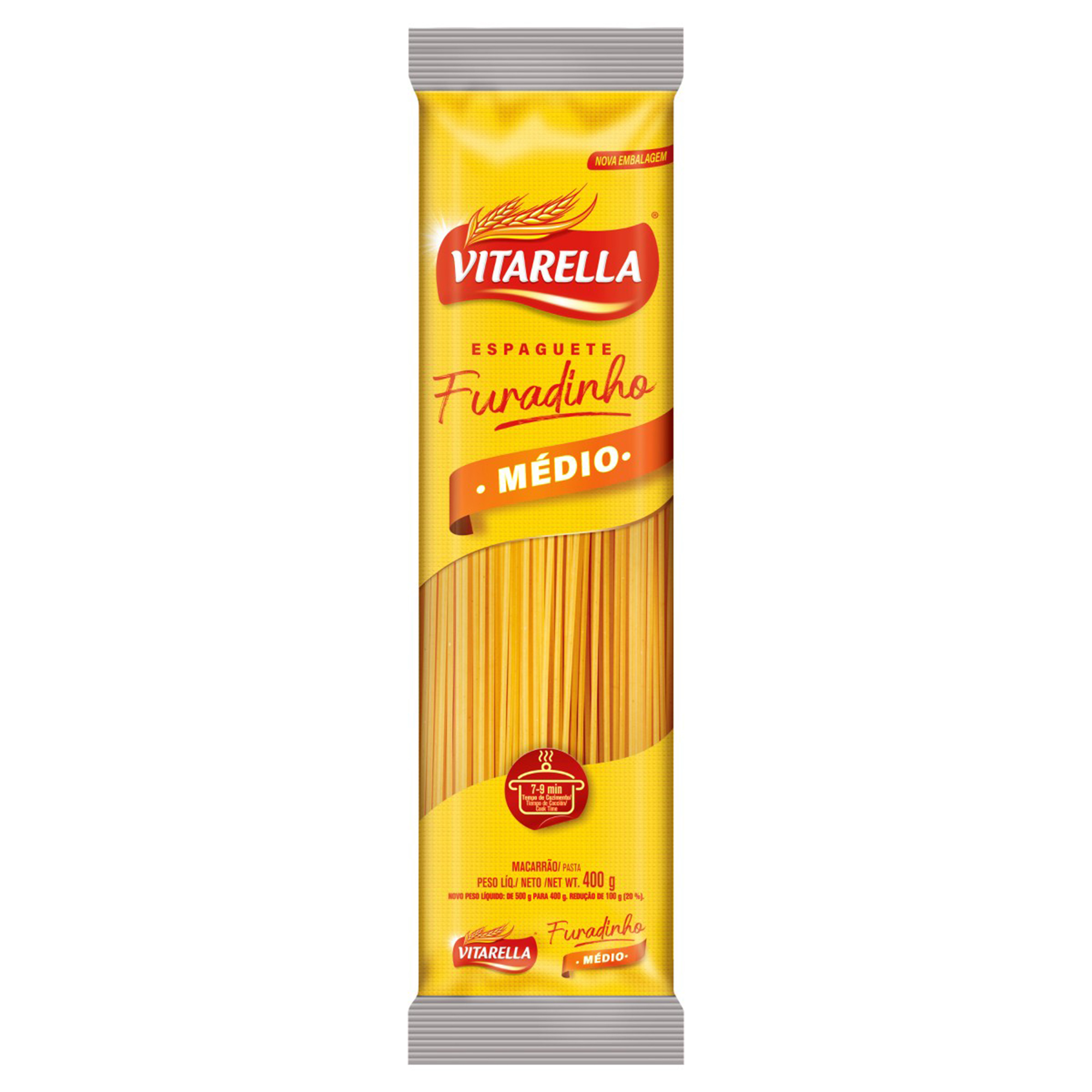 MACARRAO VITARELLA ESPAGUETE MEDIO 400G FURADINHO