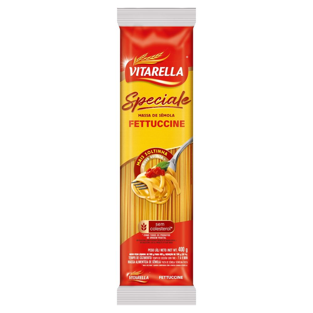 MACARRAO VITARELLA ESPAGUETE SEMOLA 400G FETTUCCINE