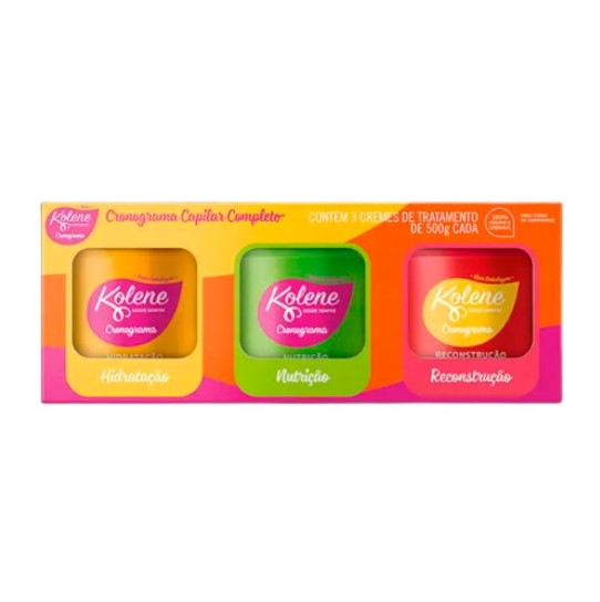 KIT CREME DE TRATAMENTO KOLENE CRONOGRAMA 500G NUTRICAO + RECONSTRUCAO + HIDRATACAO