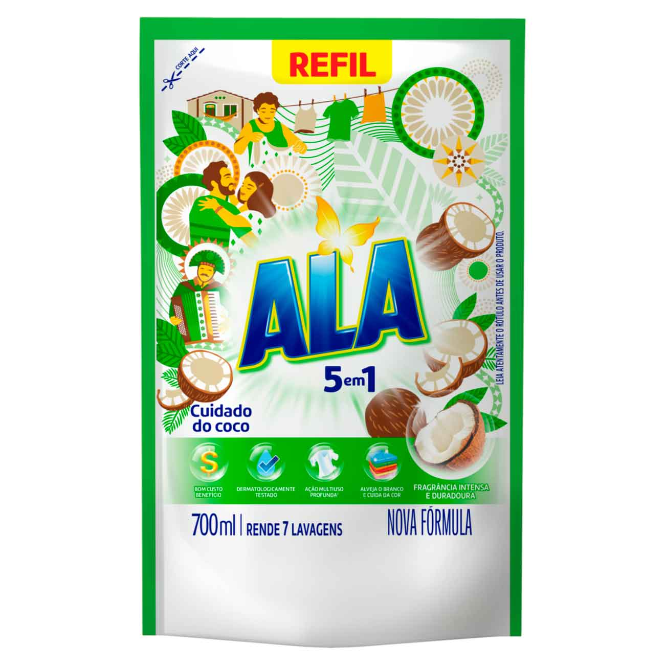 DETERGENTE LIQUIDO ALA REFIL 700ML CUIDADO DO COCO