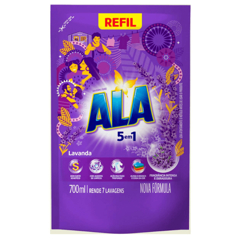DETERGENTE LIQUIDO ALA REFIL 700ML LAVANDA