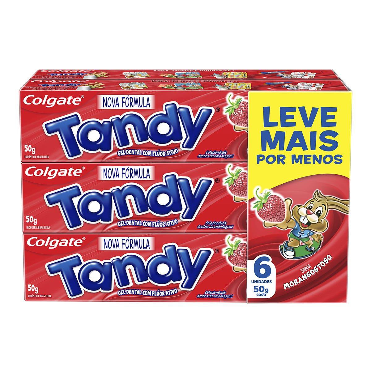 CREME DENTAL INFANTIL TANDY GEL 50G COM 6 UNIDADES MORANGO