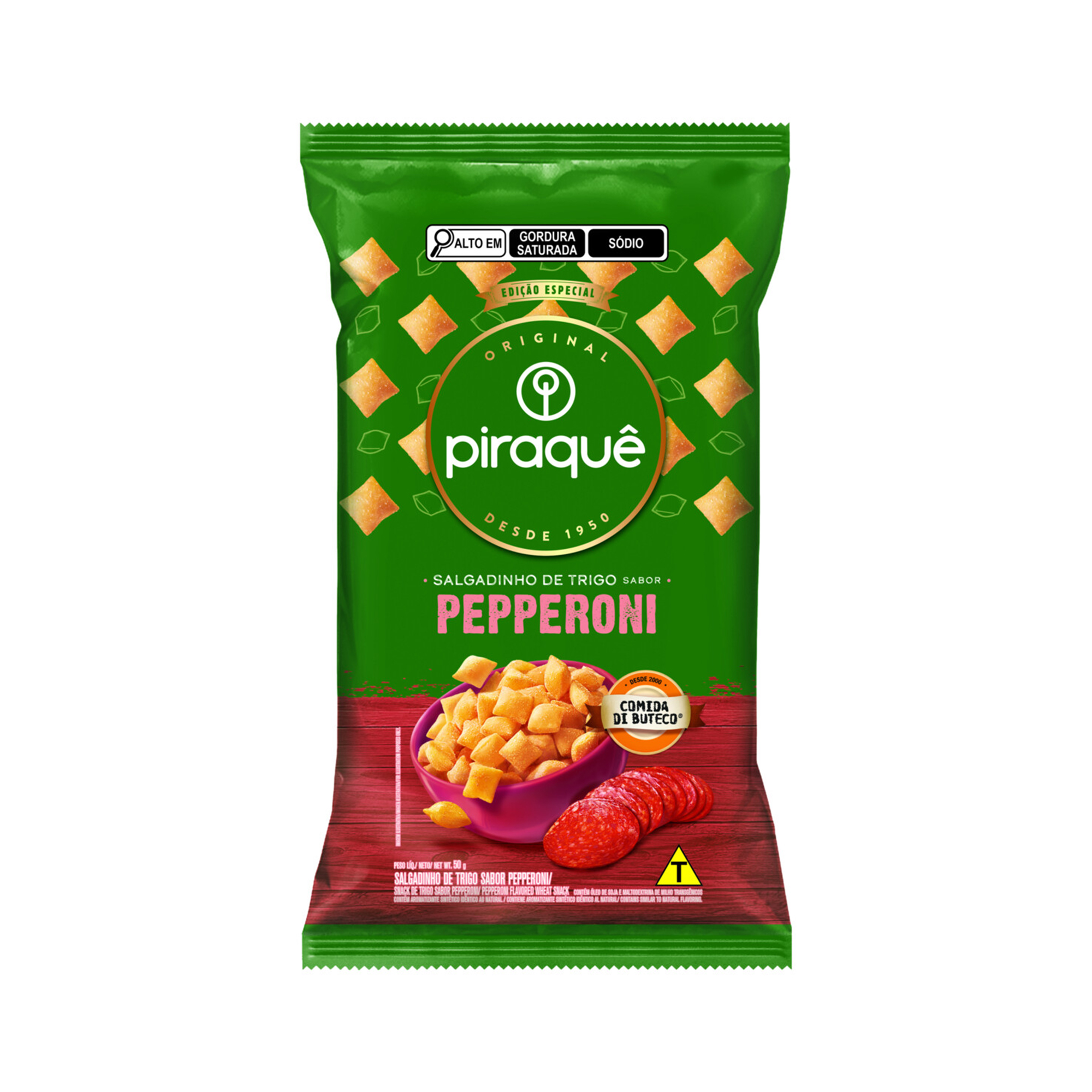 SALGADINHO TRIGO PIRAQUE 50G PEPPERONI APERITIVO