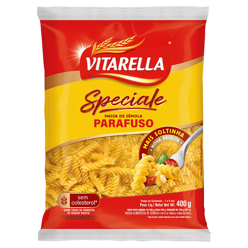 MACARRAO VITARELLA SEMOLA 400G PARAFUSO