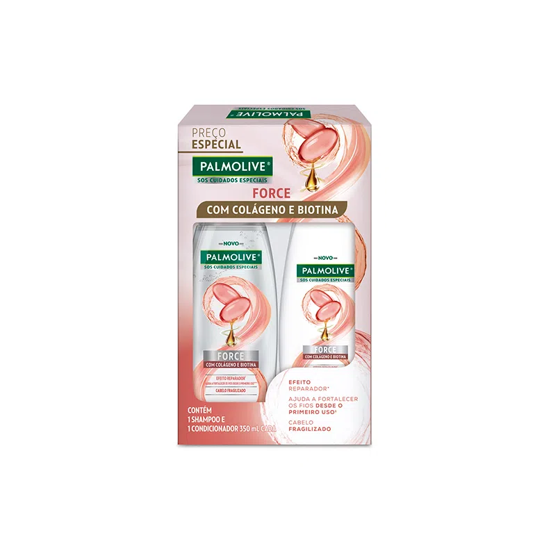 SHAMPOO+CONDICIONADOR PALMOLIVE NATURALS 350ML SOS FORCE COLAGENO
