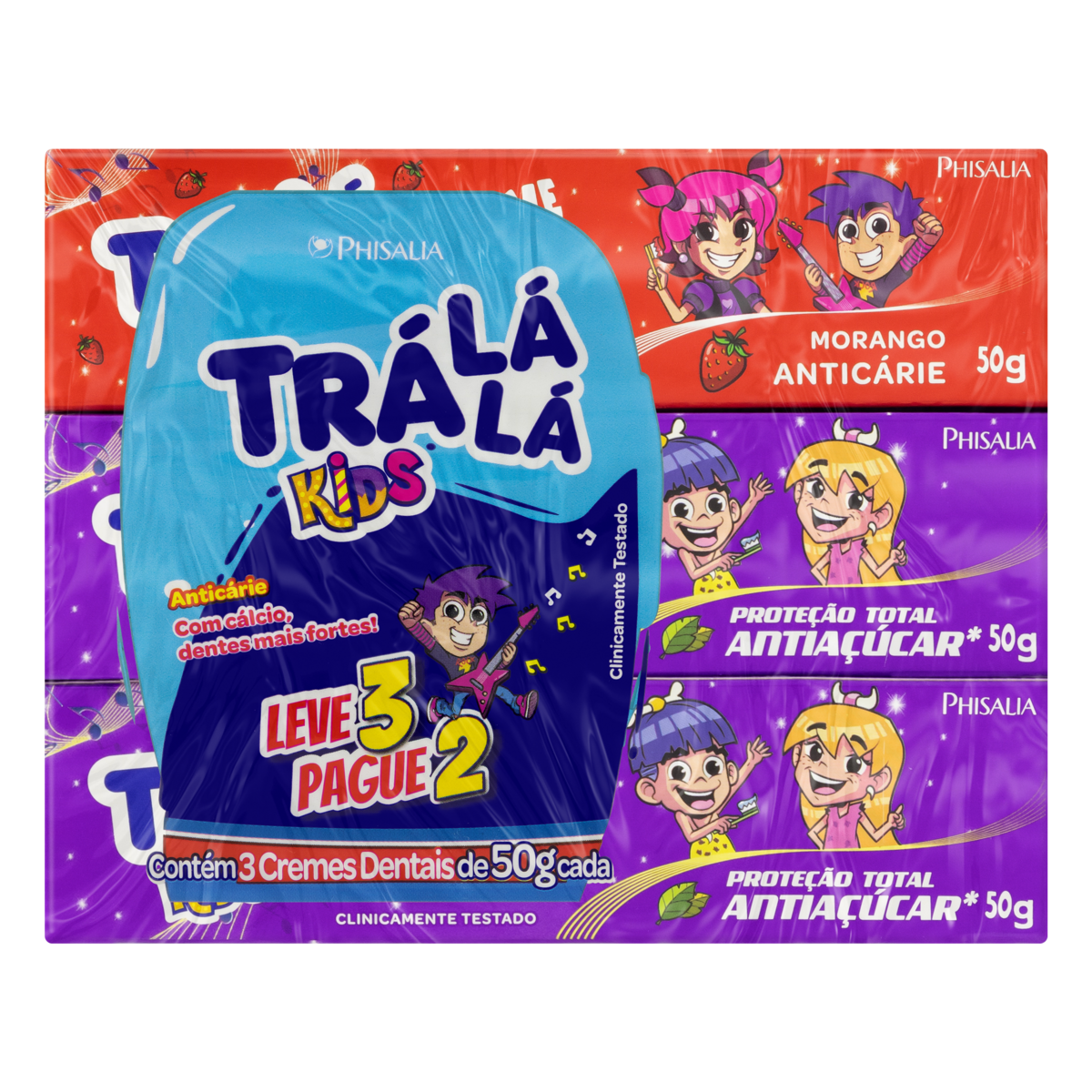 CREME DENTAL TRALALA KIDS LEVE 3 PAGUE 2 50G MORANGO
