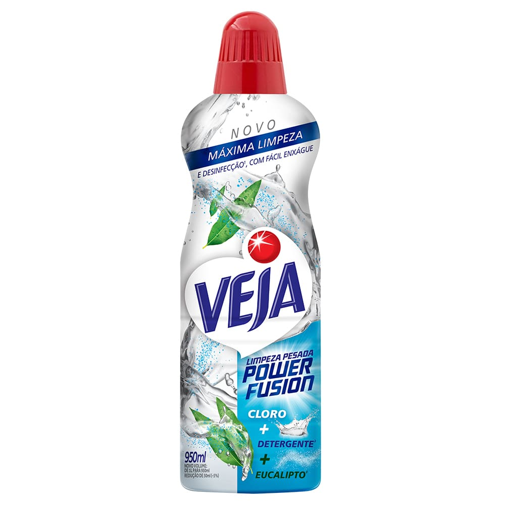 LIMPADOR VEJA LIMPEZA PESADA POWER FUSION 1L COM CLORO E DETERGENTE EUCALIPTO