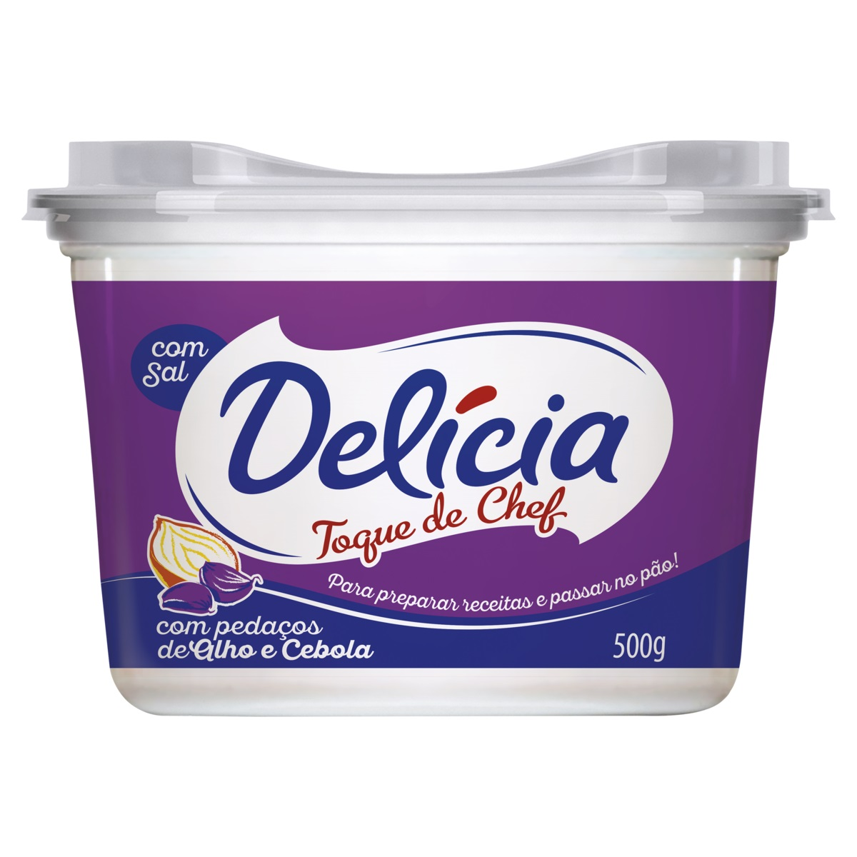 MARGARINA DELICIA 500G TOQUE DE CHEF COM PEDACO DE ALHO E CEBOLA