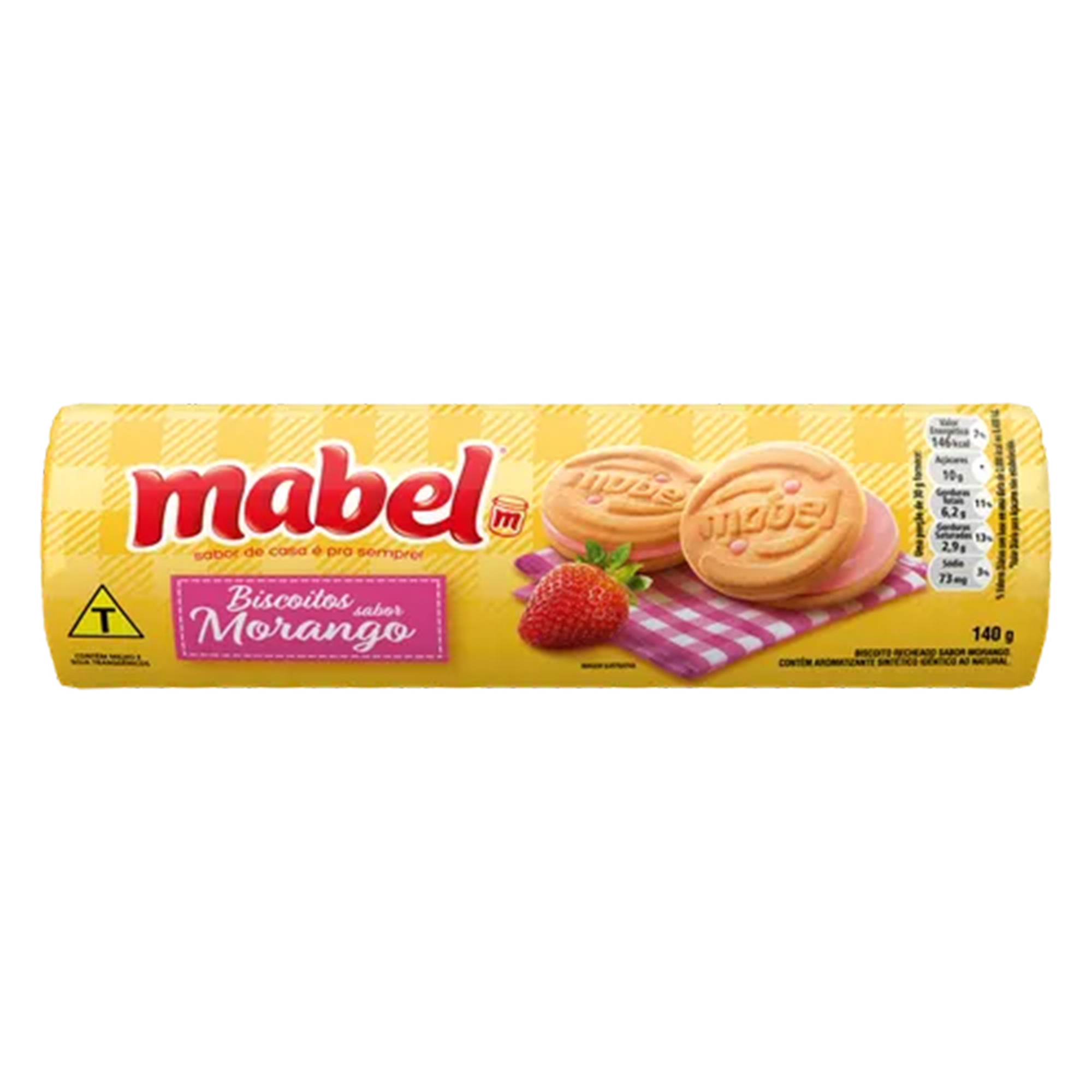 BISCOITO MABEL RECHEADO 140G MORANGO