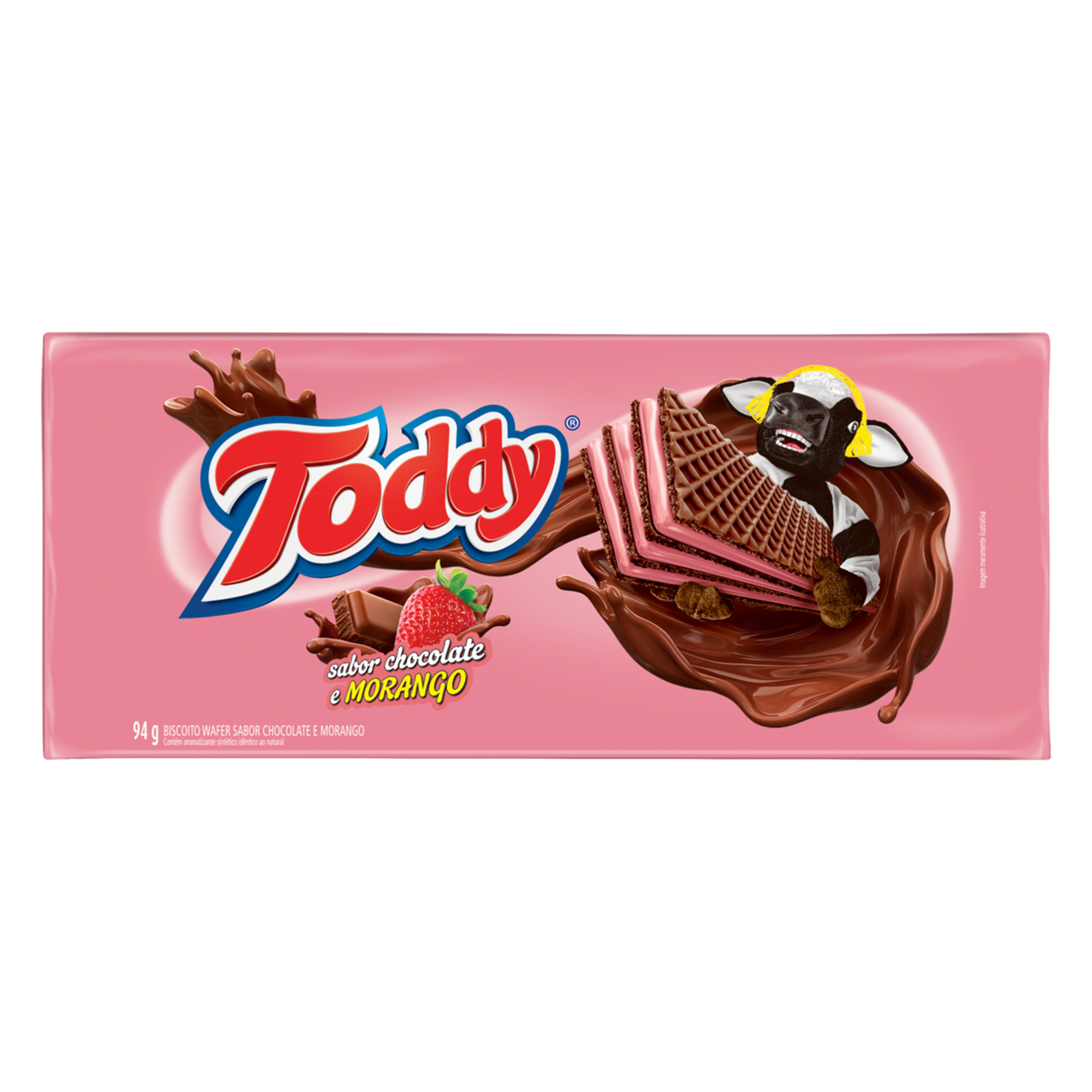 BISCOITO TODDY WAFER 94G CHOCOLATE COM MORANGO