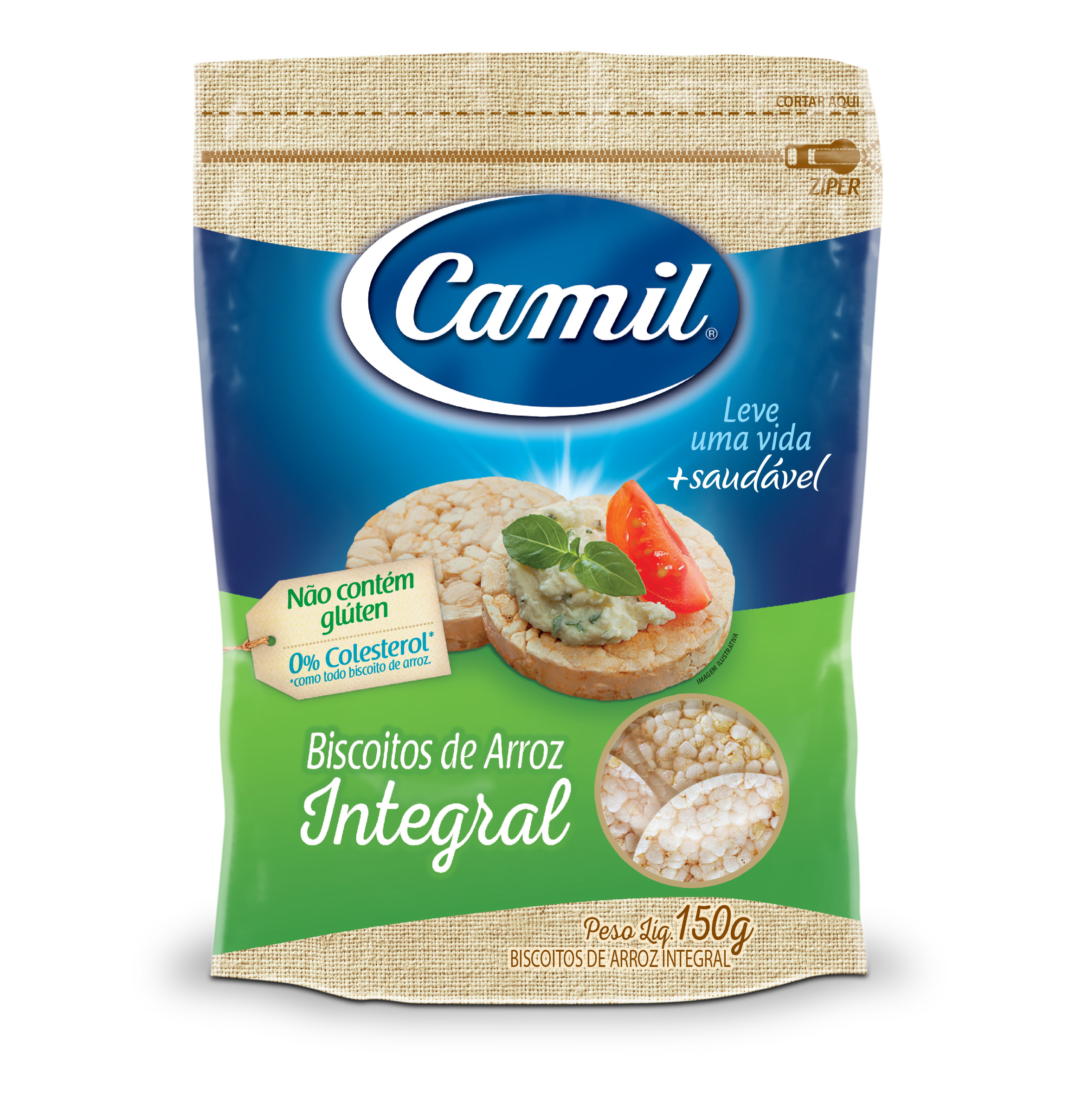 BISCOITO DE ARROZ CAMIL 150G INTEGRAL