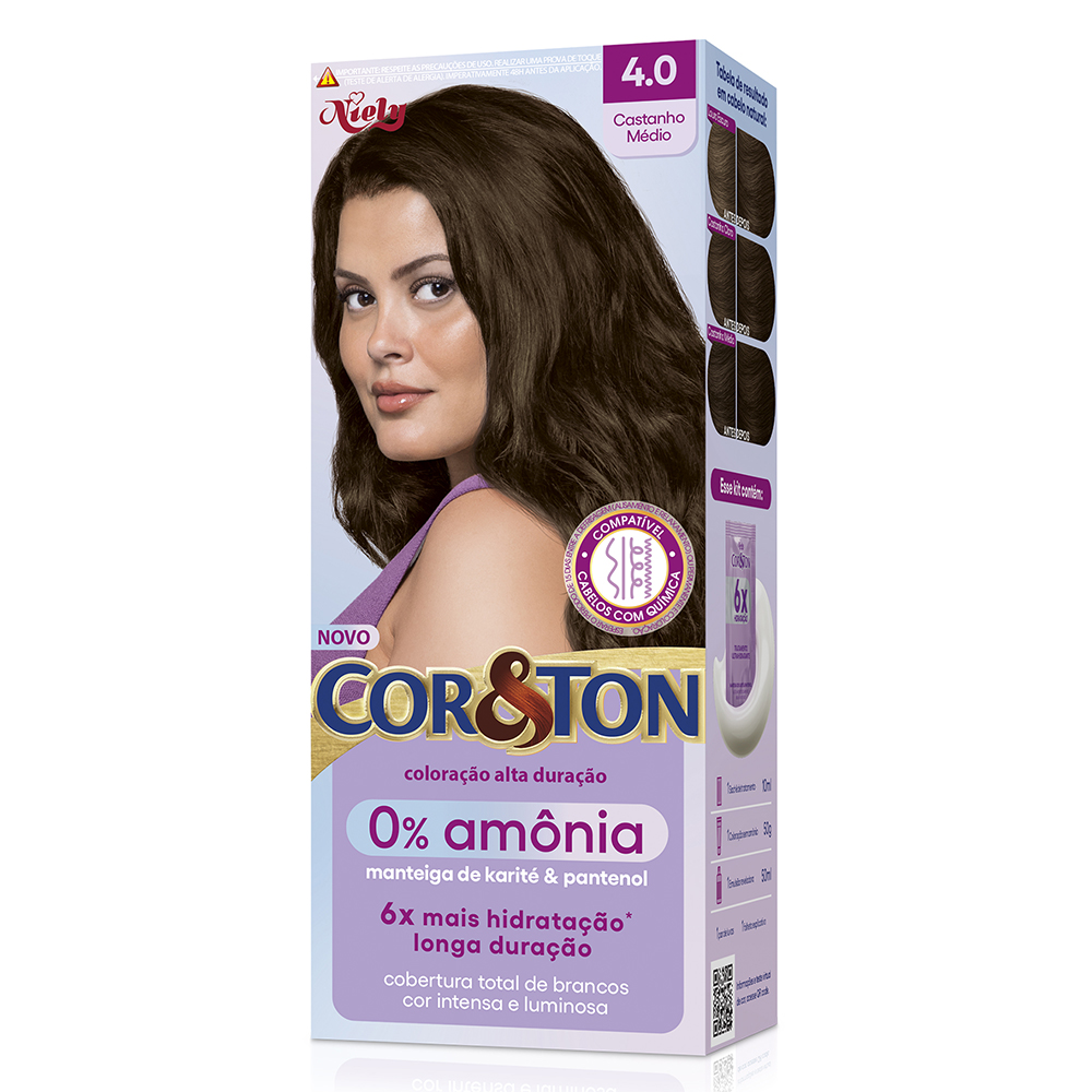 COLORACAO COR&TON MKIT SEM AMONIA 4.0 CASTANHO MEDIO