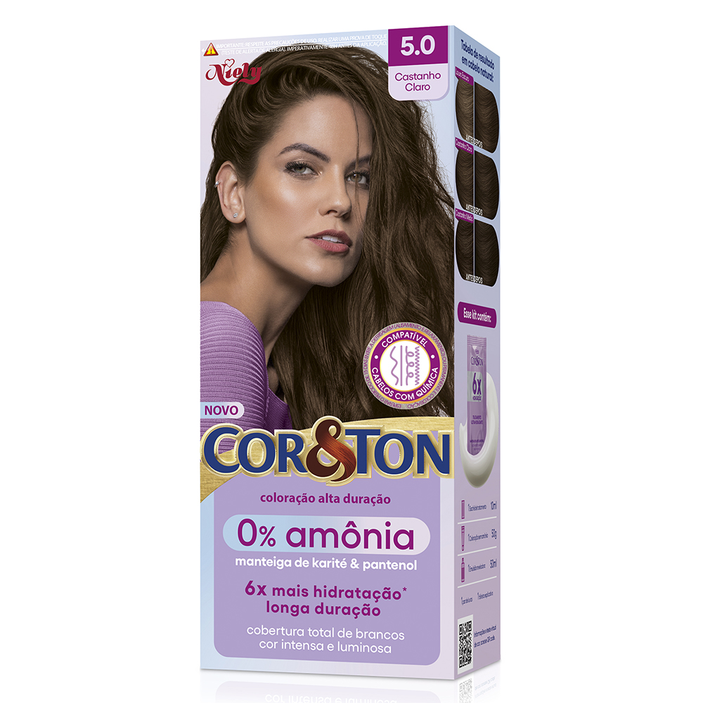 COLORACAO COR&TON MKIT SEM AMONIA 5.0 CASTANHO CLARO
