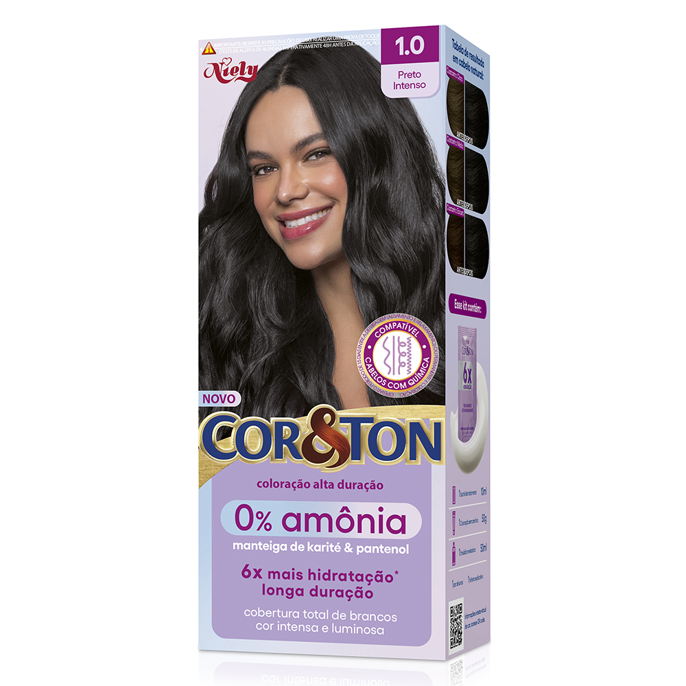 COLORACAO COR&TON MKIT SEM AMONIA 1.0 PRETO INTENSO