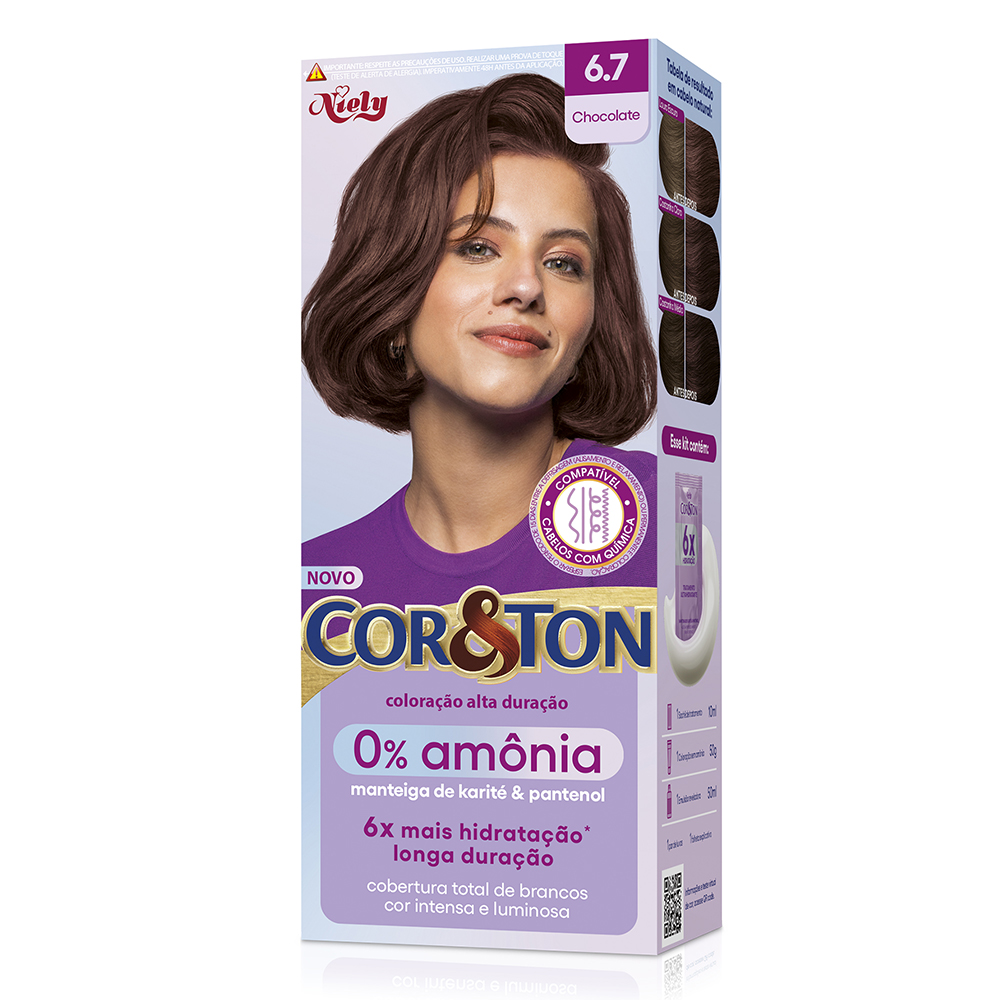 COLORACAO COR&TON MKIT SEM AMONIA 6.7 CHOCOLATE