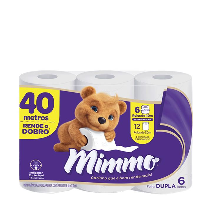 PAPEL HIGIENICO MIMMO FD 40M COM 6UN NEUTRO