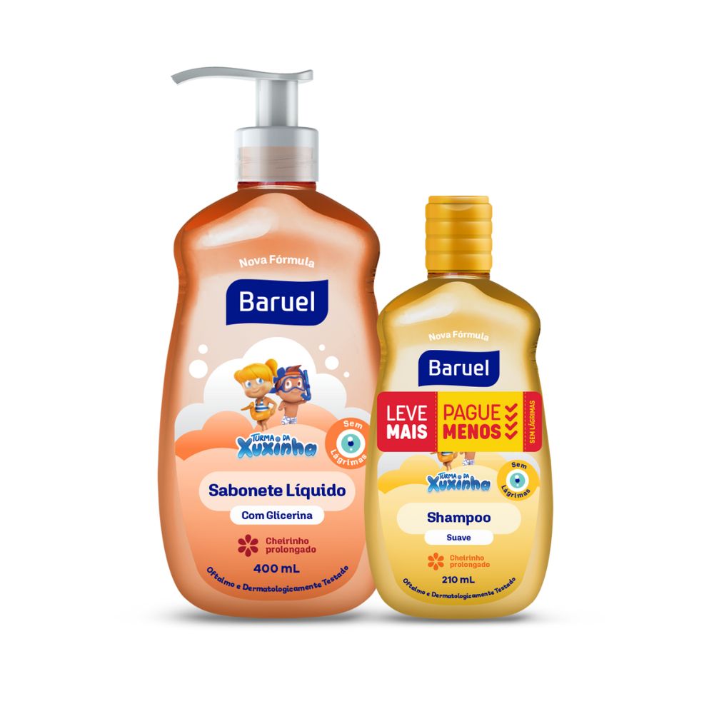 SABONETE LIQUIDO GLICERINADO 400ML BARUEL BABY + SHAMPOO SUAVE 200ML
