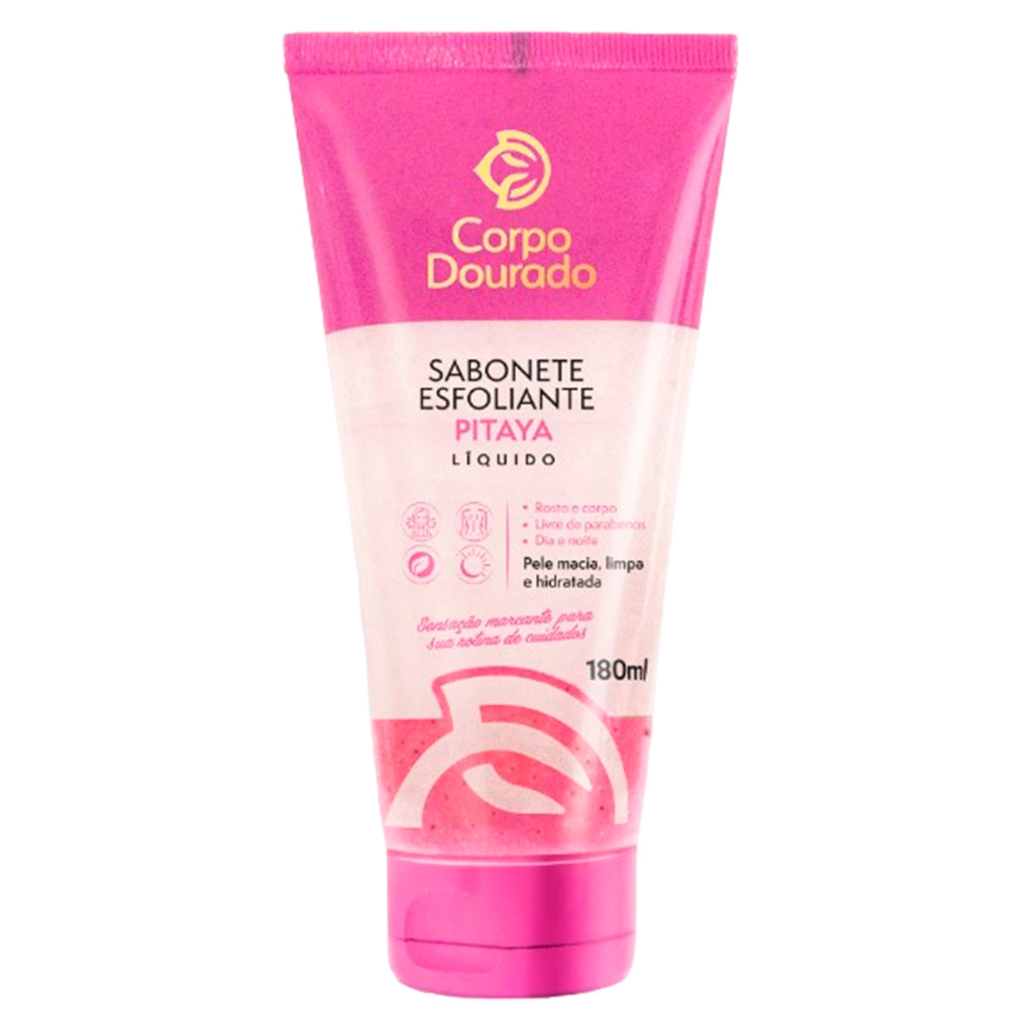SABONETE LIQUIDO ESFOLIANTE CORPO DOURADO 180ML PITAYA