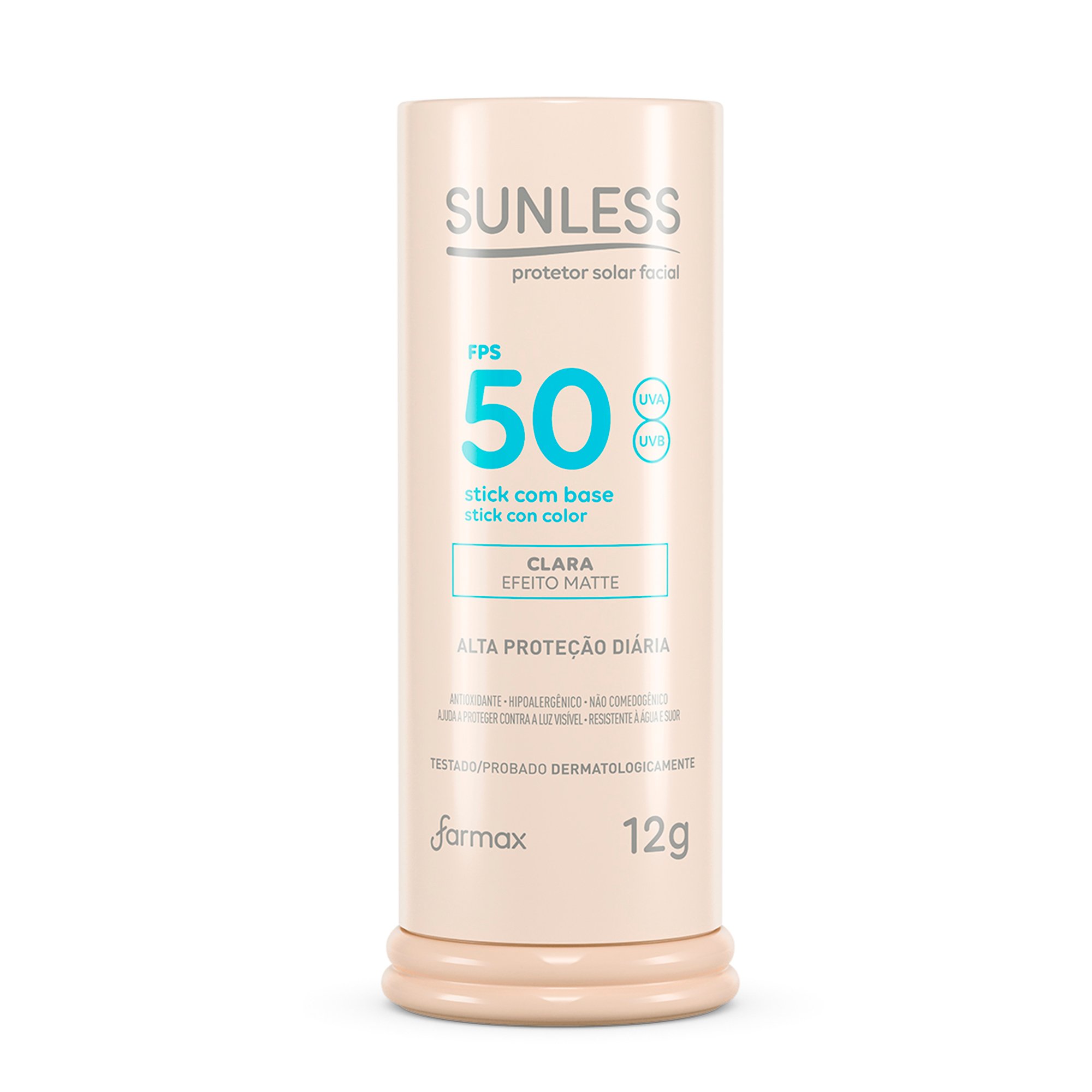 PROTETOR SOLAR SUNLESS STICK FPS50 12G COM BASE CLARA