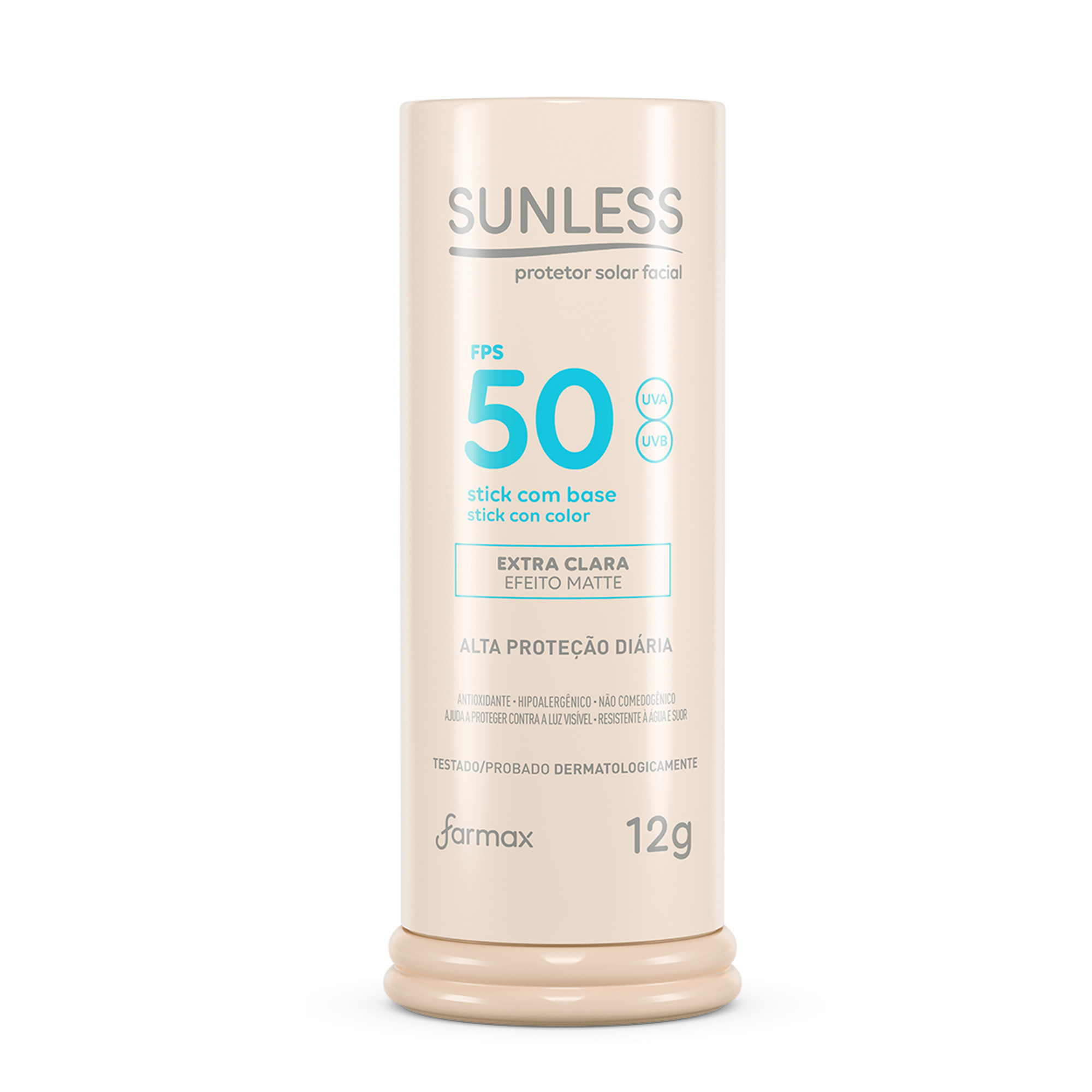 PROTETOR SOLAR SUNLESS STICK FPS50 12G COM BASE EXTRA CLARA
