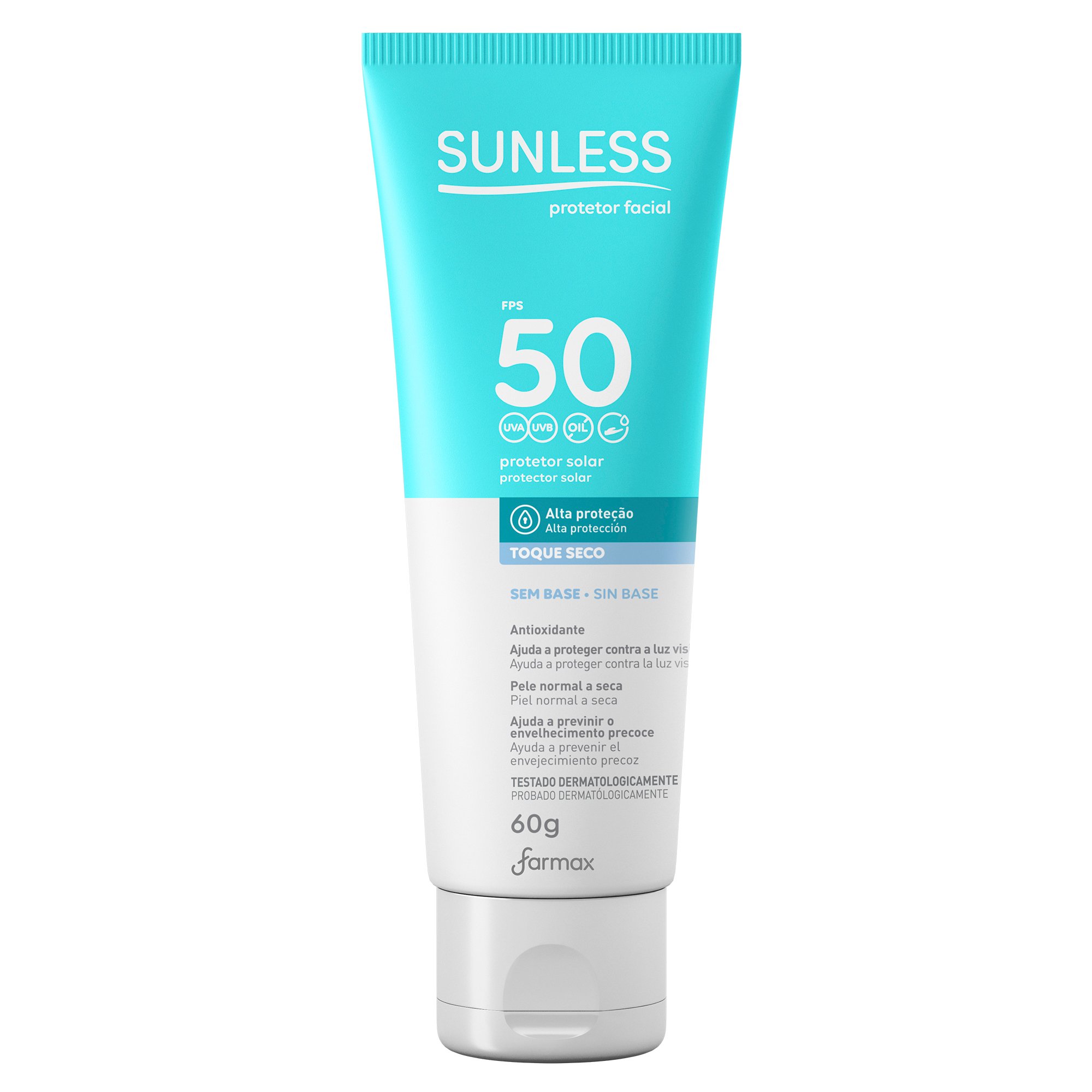 PROTETOR SOLAR FACIAL SUNLESS FPS50 60G SEM COR
