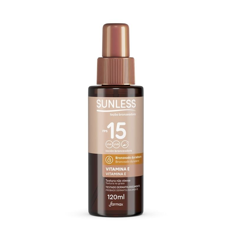 LOCAO BRONZEADORA SUNLESS FPS15 120ML VITAMINA E