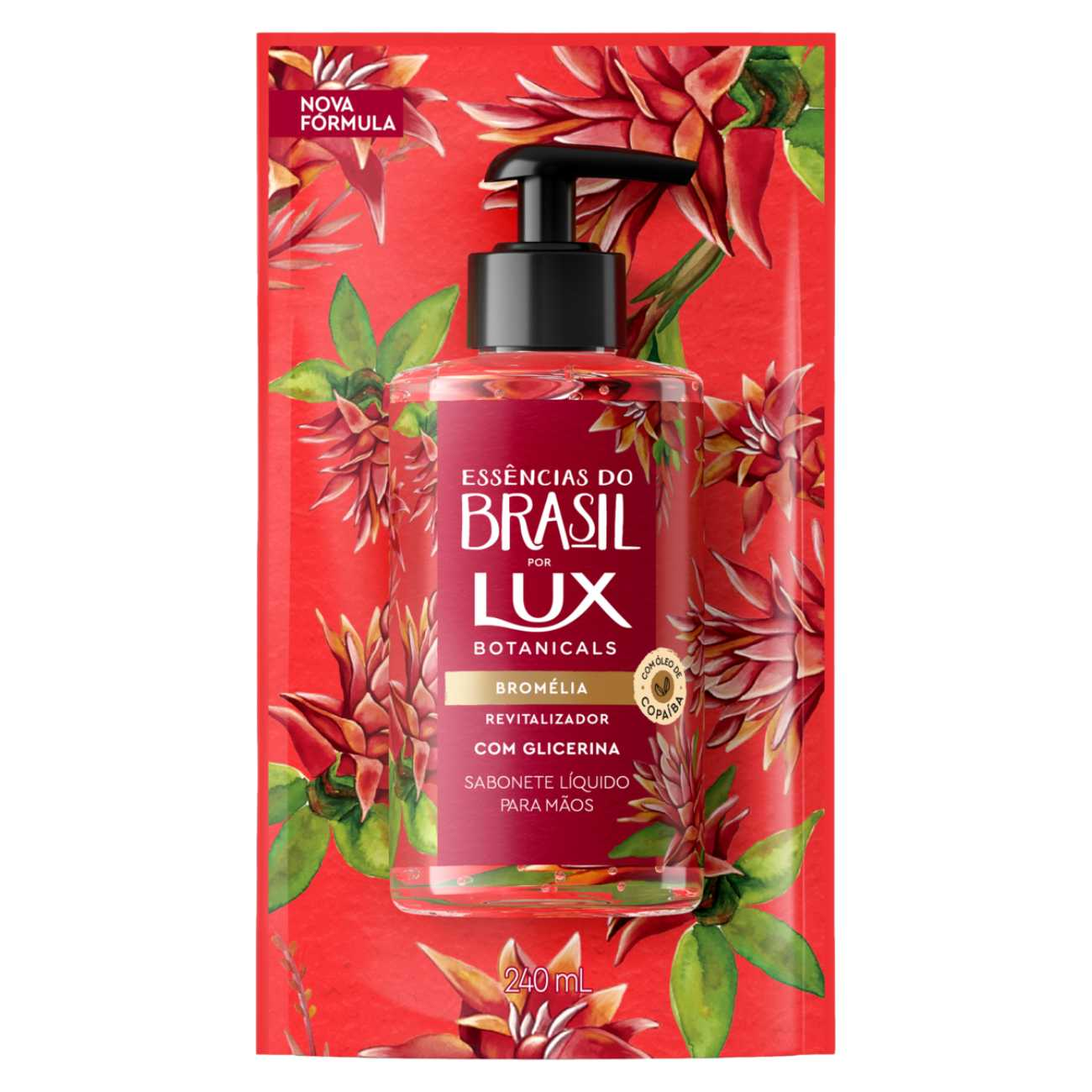 SABONETE LIQUIDO LUX ESSENCIA DO BRASIL MAOS 240ML REFIL BROMELIA