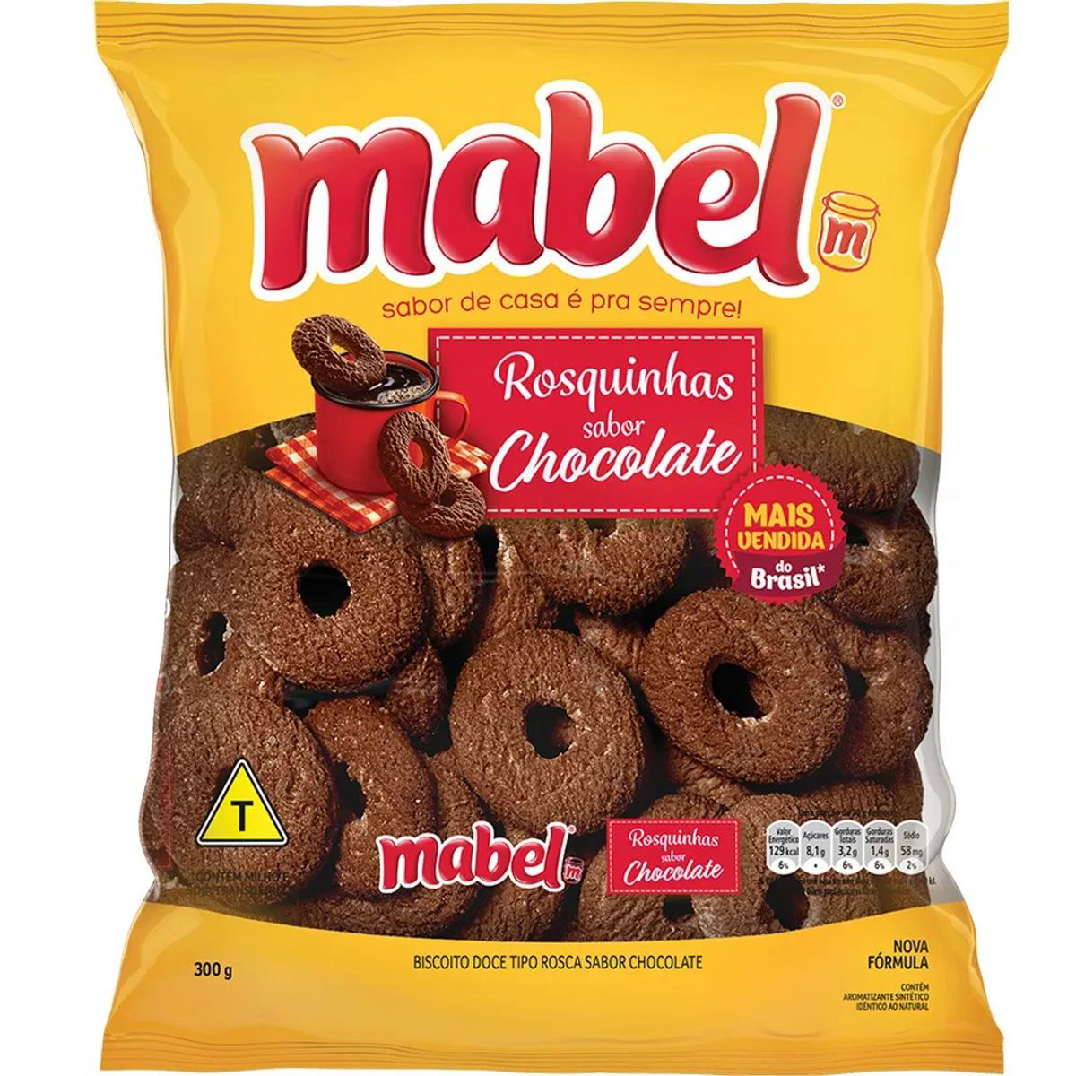 BISCOITO MABEL ROSQUINHA 300G. CHOCOLATE