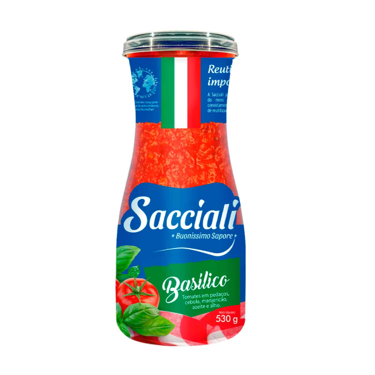 MOLHO TOMATE DECANTER SACCIALI 530G BASILICO