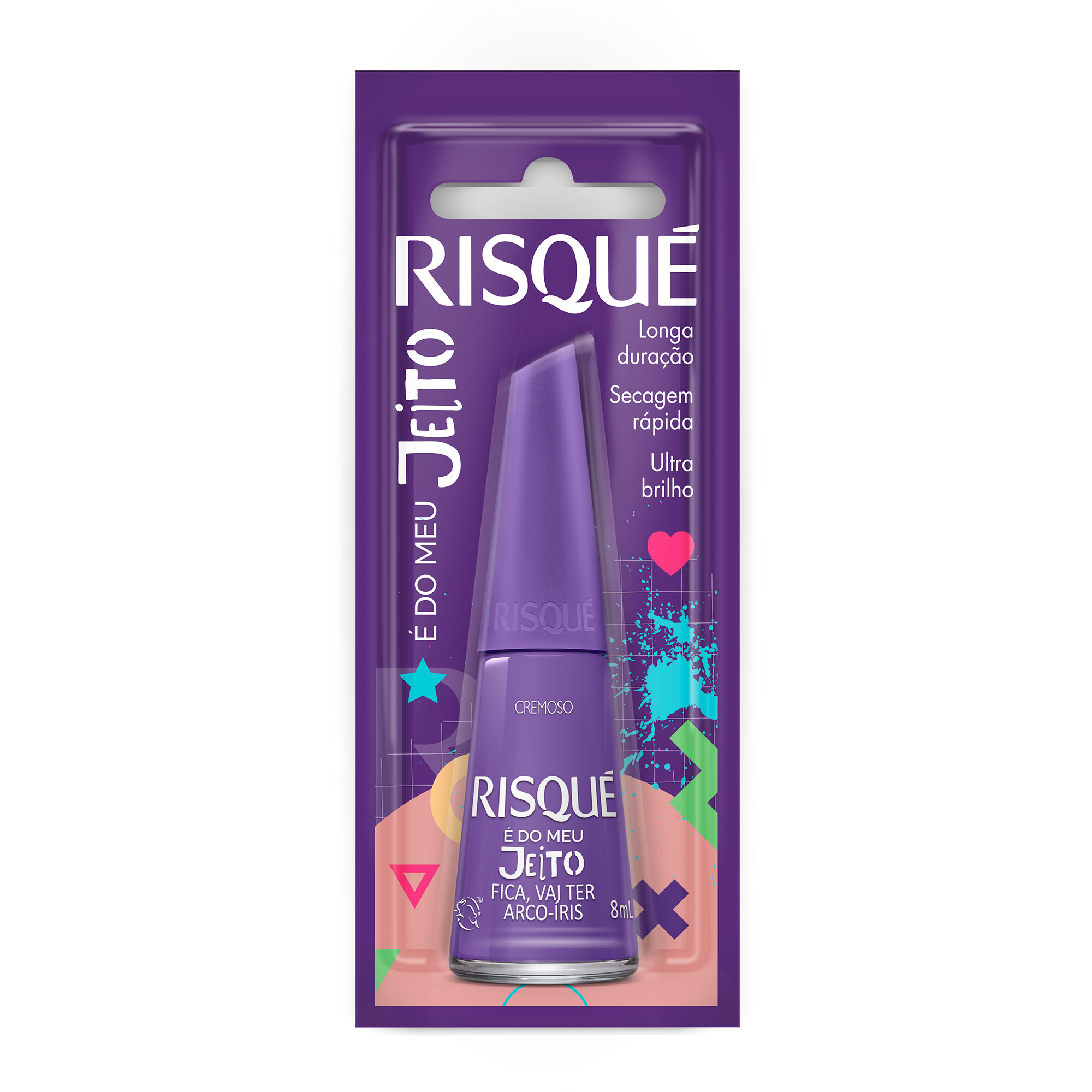 ESMALTE RISQUE CREMOSO 8ML BL FICA, VAI TER ARCO IRIS