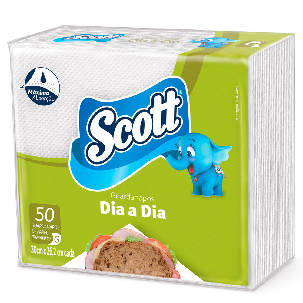GUARDANAPO SCOTT DIA A DIA FOLHA SIMPLES TAM G COM 50 UN