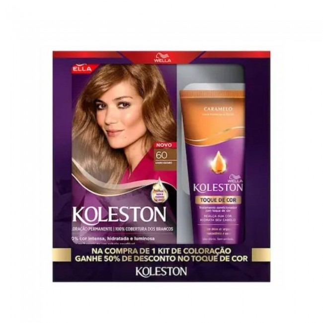 KIT COR KOLESTON+ CONDICIONADOR TOQUE DE COR 60 LOURO ESCURO+CARMELO