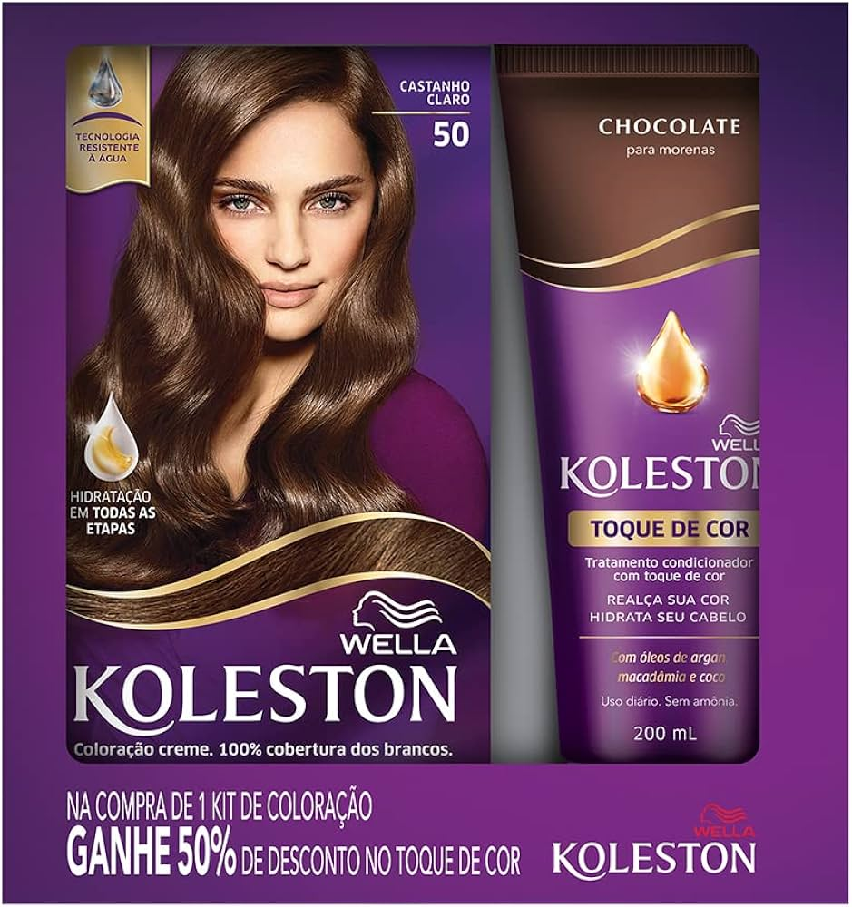 KIT COR KOLESTON+CONDICIONADOR TOQUE DE COR 50 CASTANHO CLARO + CHOCOLATE