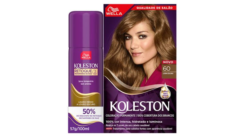 KIT COR KOLESTON+RETOQUE DE COR 60 LOURO ESCURO + LOURO MEDIO