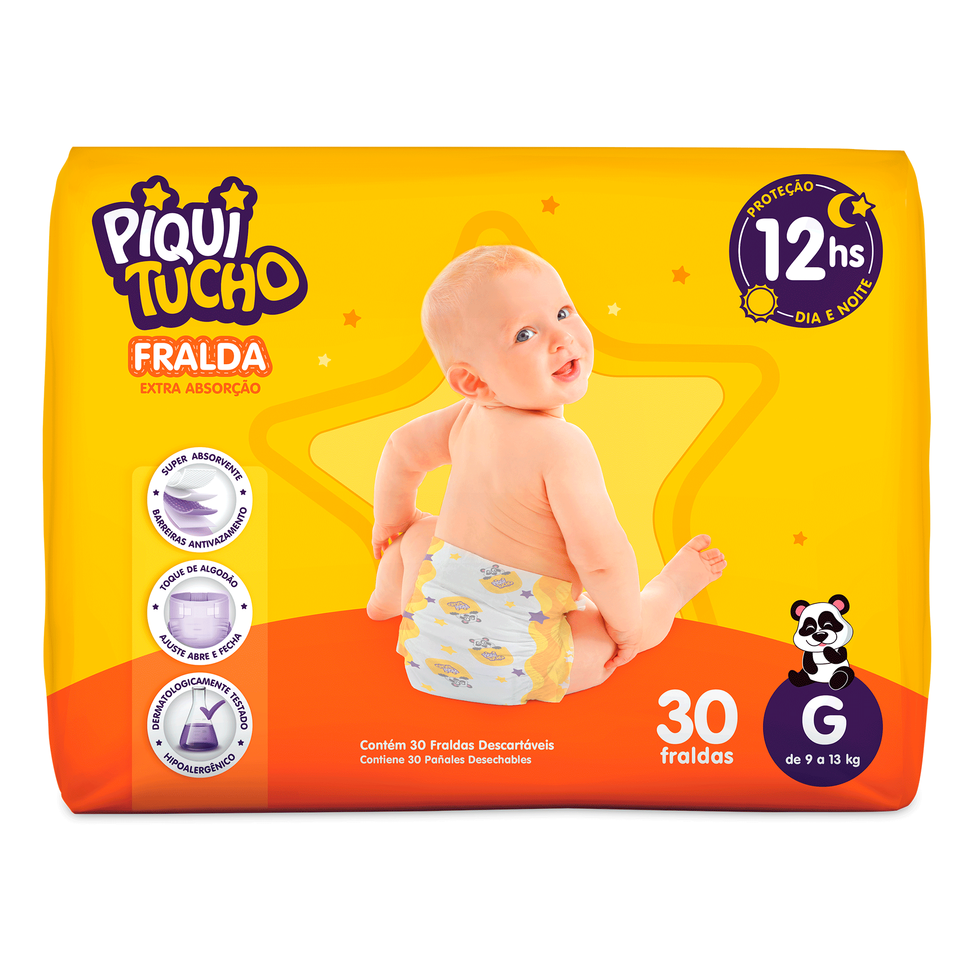 FRALDA PIQUITUCHO MEGA G COM 30 UNIDADES