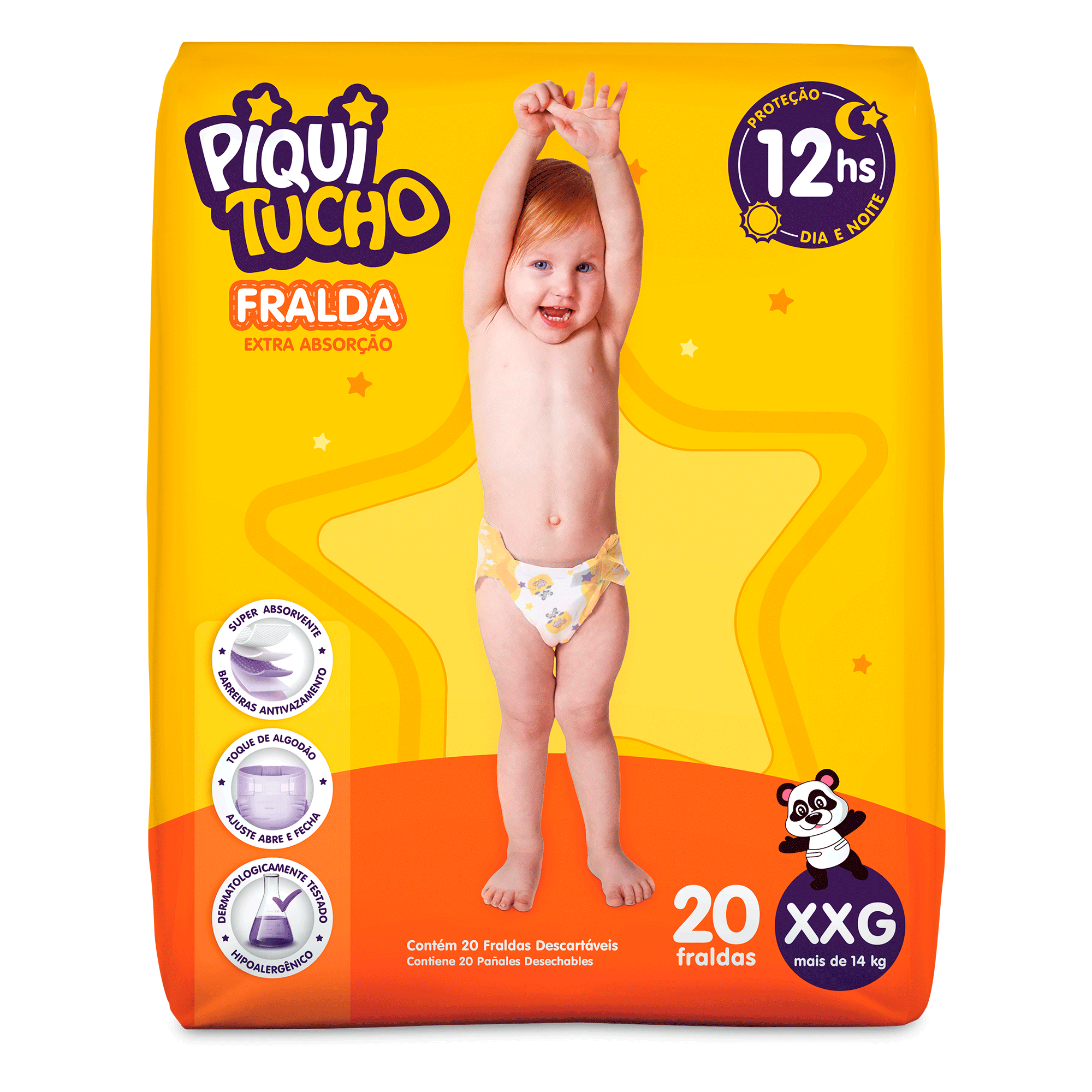 FRALDA PIQUITUCHO MEGA XXG COM 20 UNIDADES