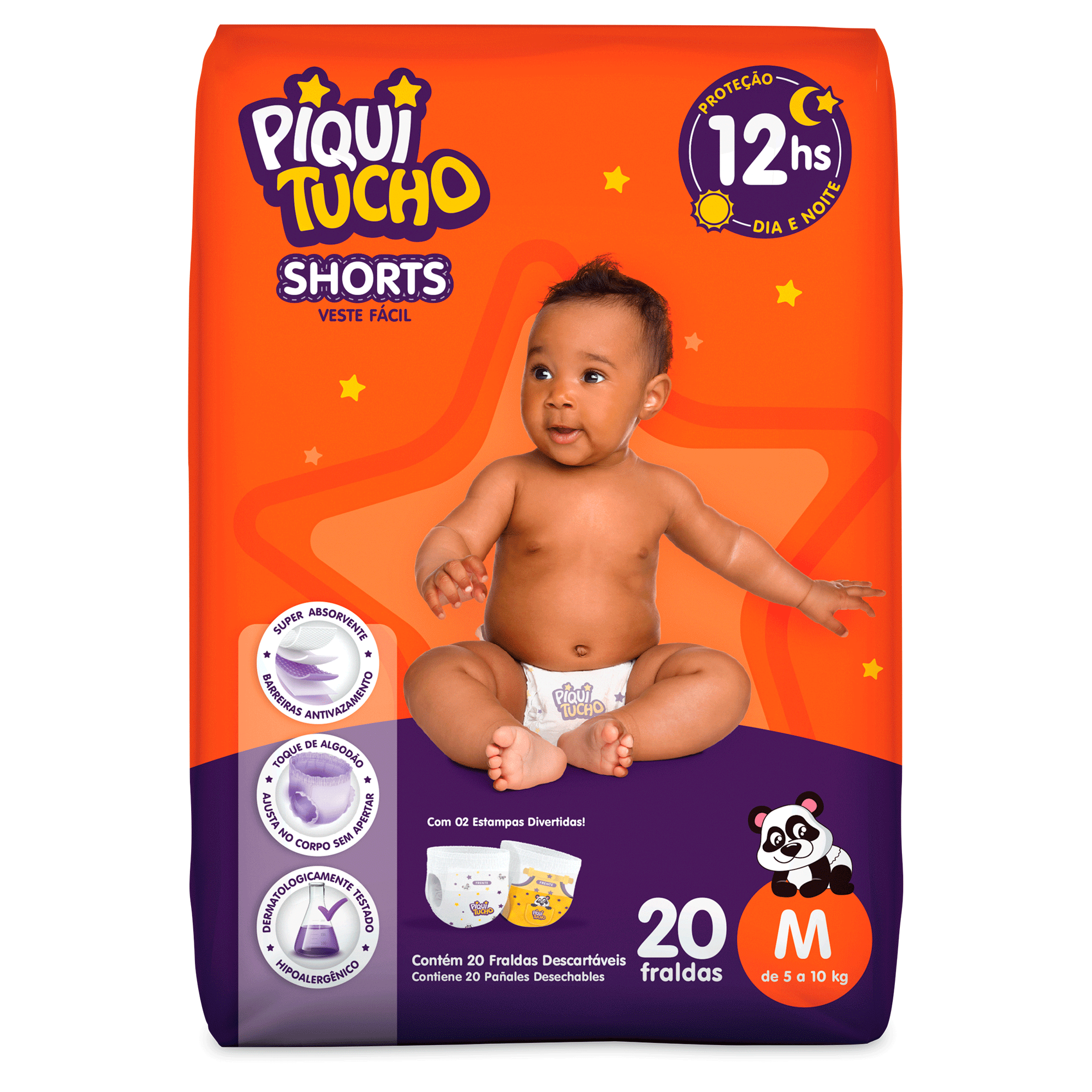 FRALDA PIQUITUCHO SHORTS JUMBINHO M COM 20 UNIDADES